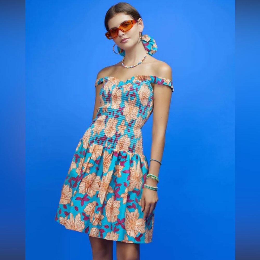 Autumn Adeigbo Cassie Floral Smocked Bodice Fit & Flare Sundress Size 4